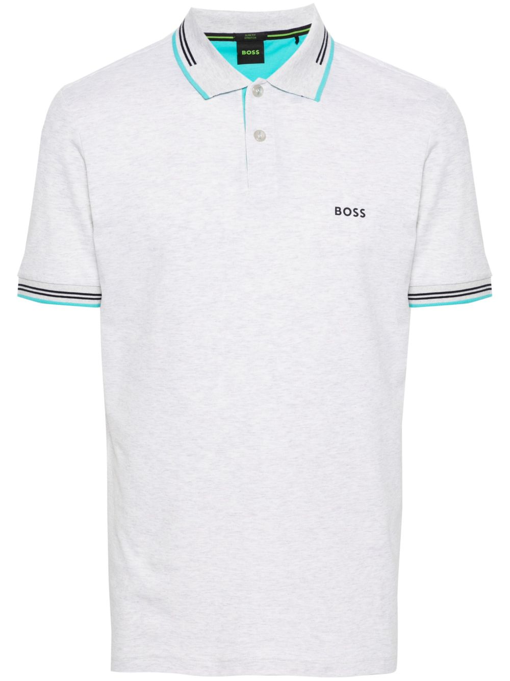 BOSS 橡胶logo混色polo衫 - 灰色