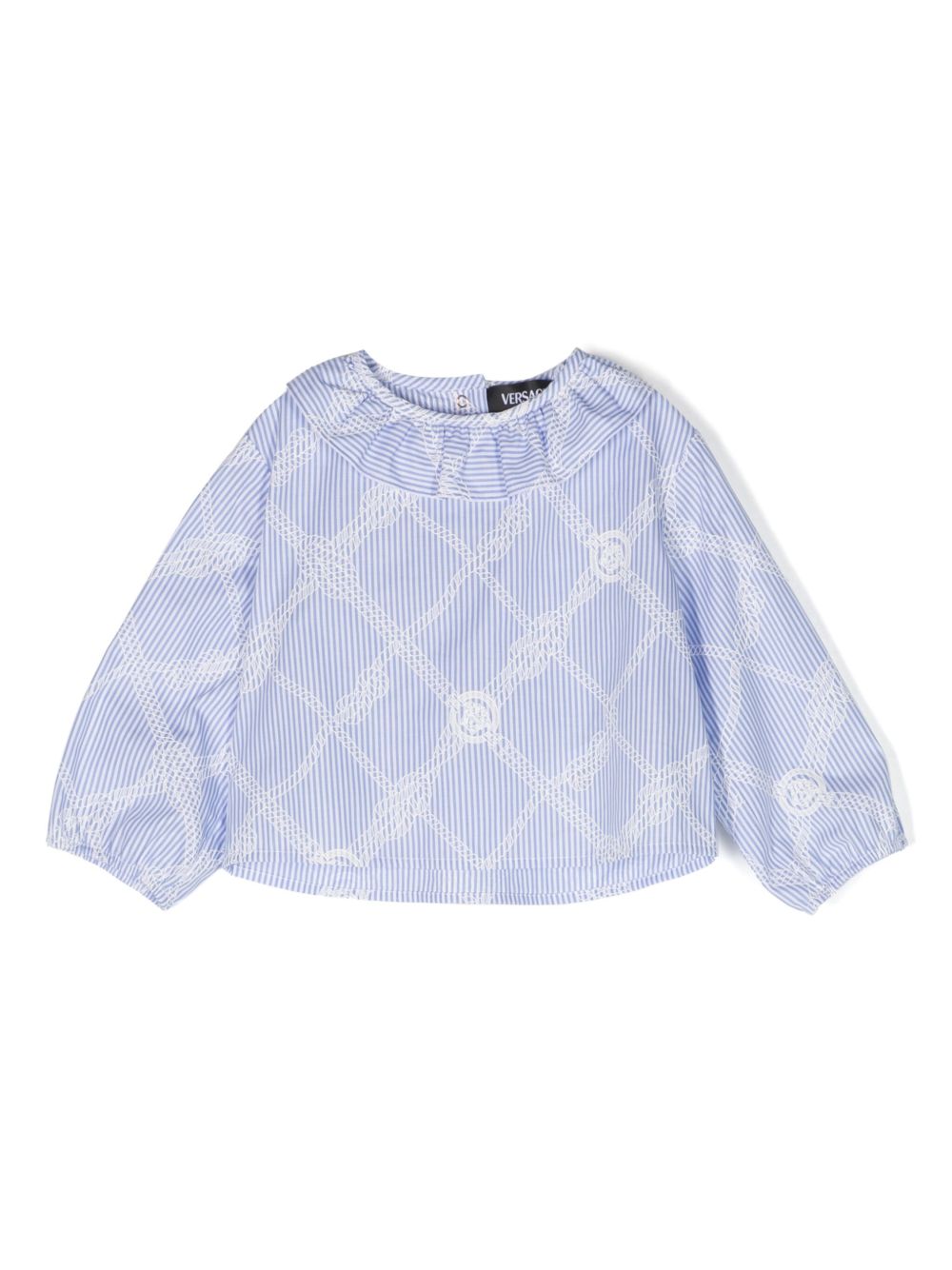 Versace Kids 绳索印花棉罩衫 - 蓝色