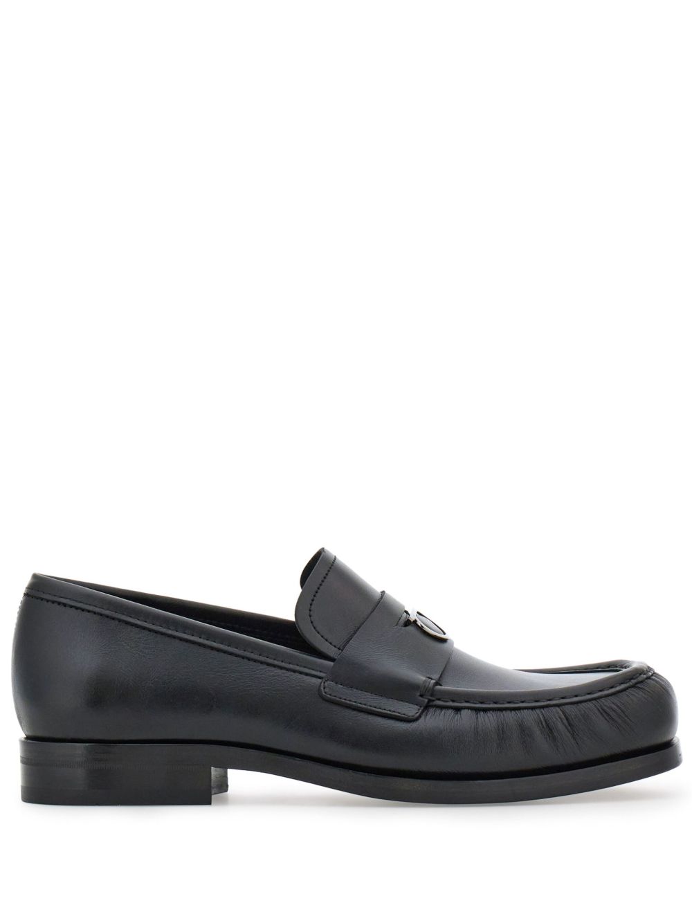 Ferragamo Gancini 标牌皮质乐福鞋 - 黑色