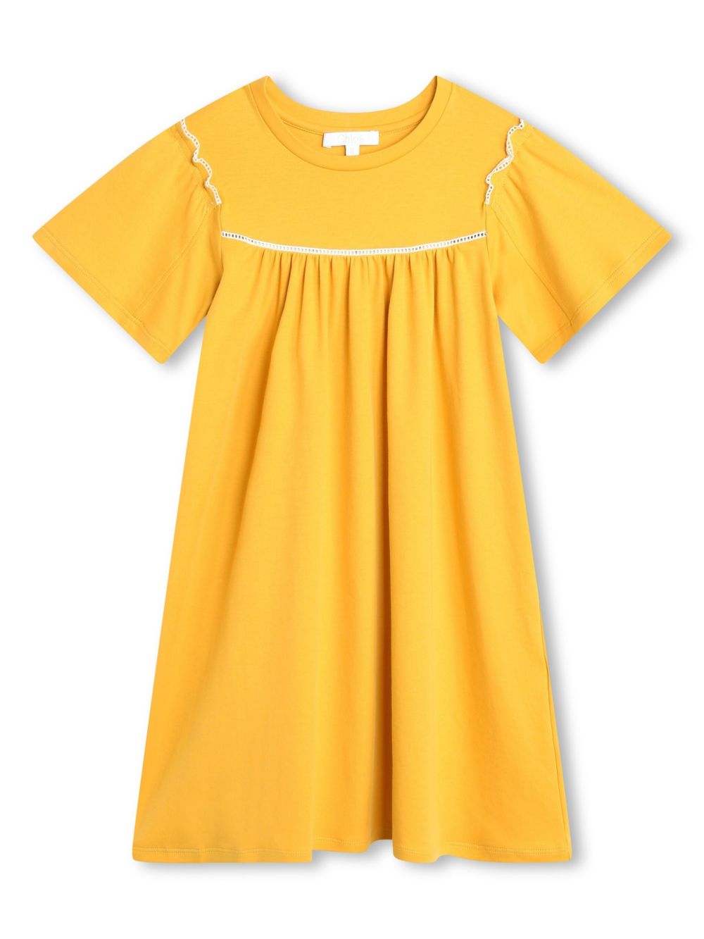 Chloé Kids 短袖棉连衣裙 - 黄色