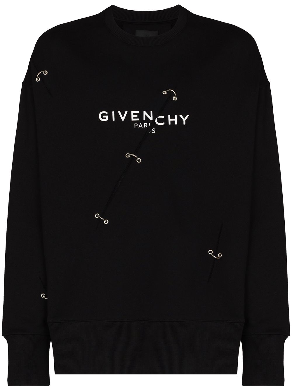 Givenchy logo印花孔眼细节卫衣 - 黑色