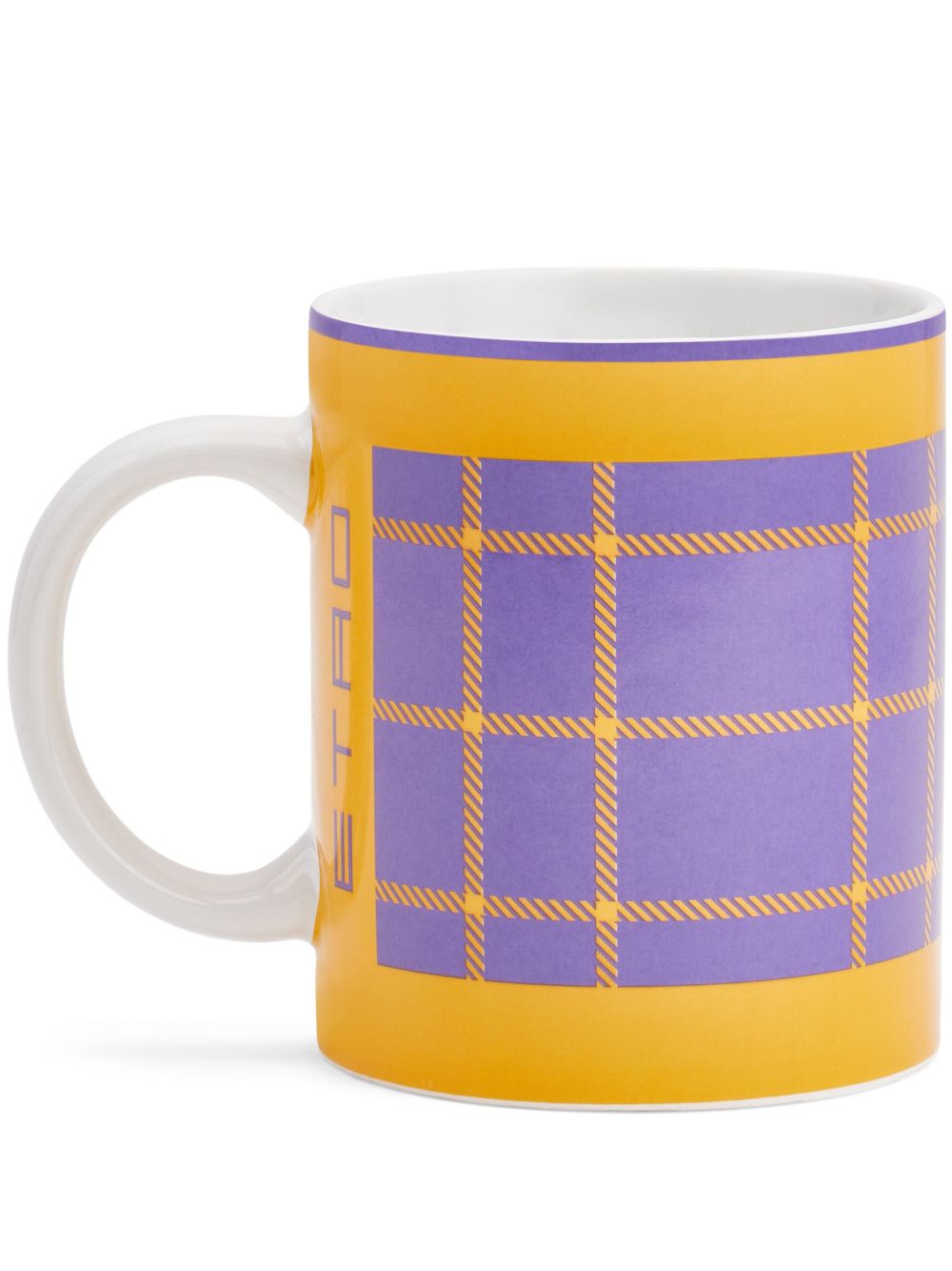 ETRO HOME logo双色格纹马克杯 - 黄色