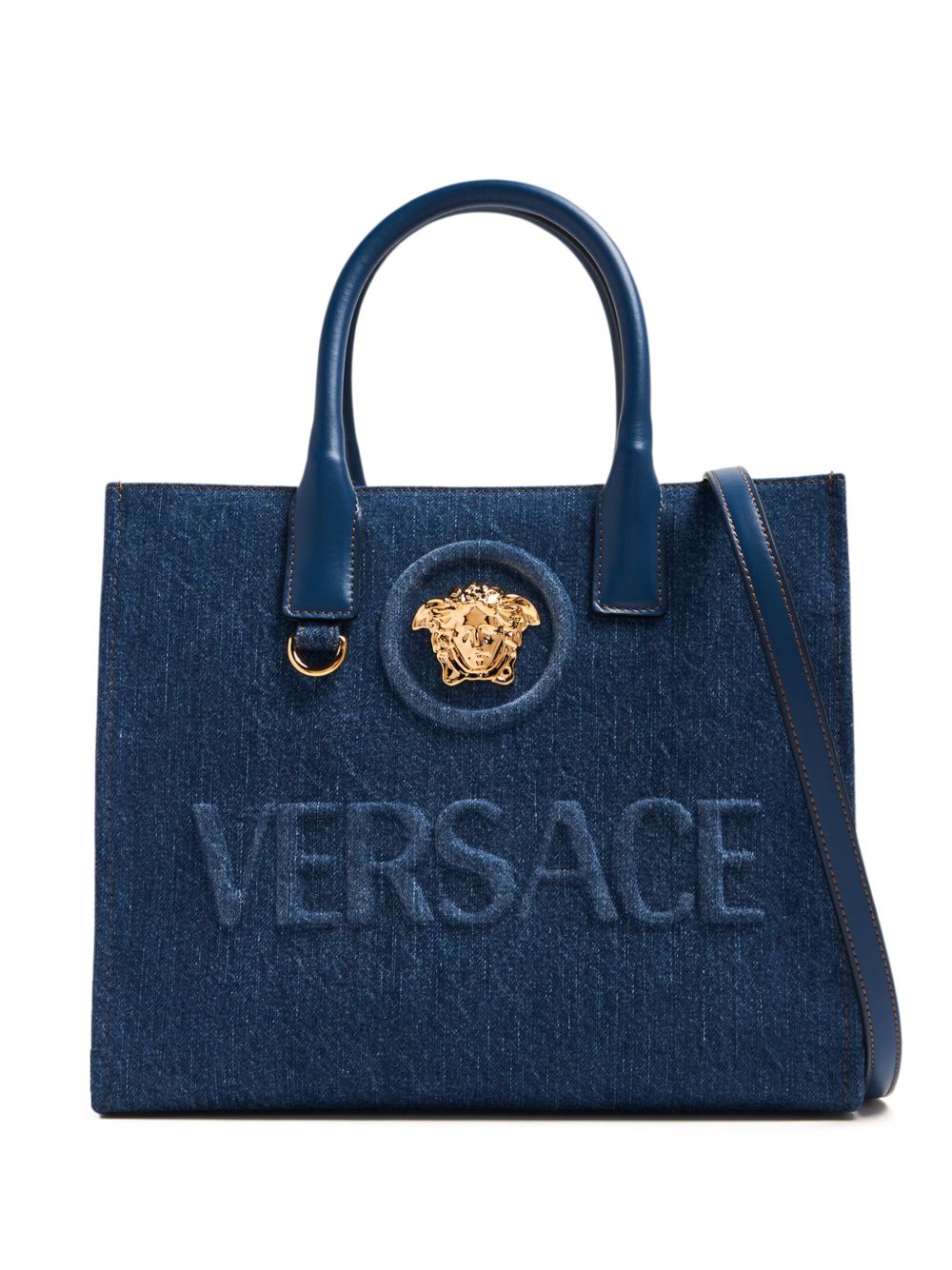 Versace La Medusa 牛仔手提包 - 蓝色