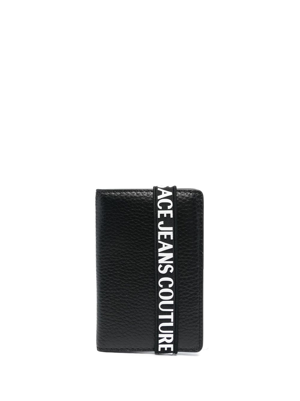 Versace Jeans Couture logo皮质对折钱包 - 黑色