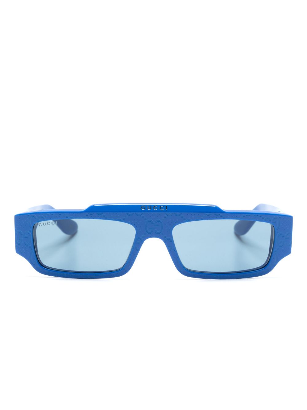Gucci Eyewear GG-Supreme 长方形镜框太阳眼镜 - 蓝色