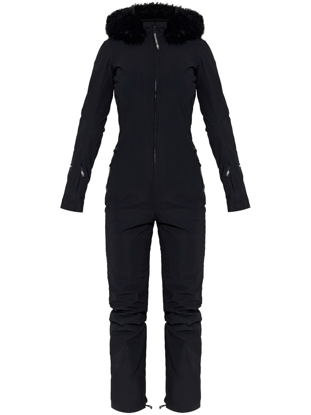 Balenciaga 人造皮草边饰滑雪连体长裤 - 黑色