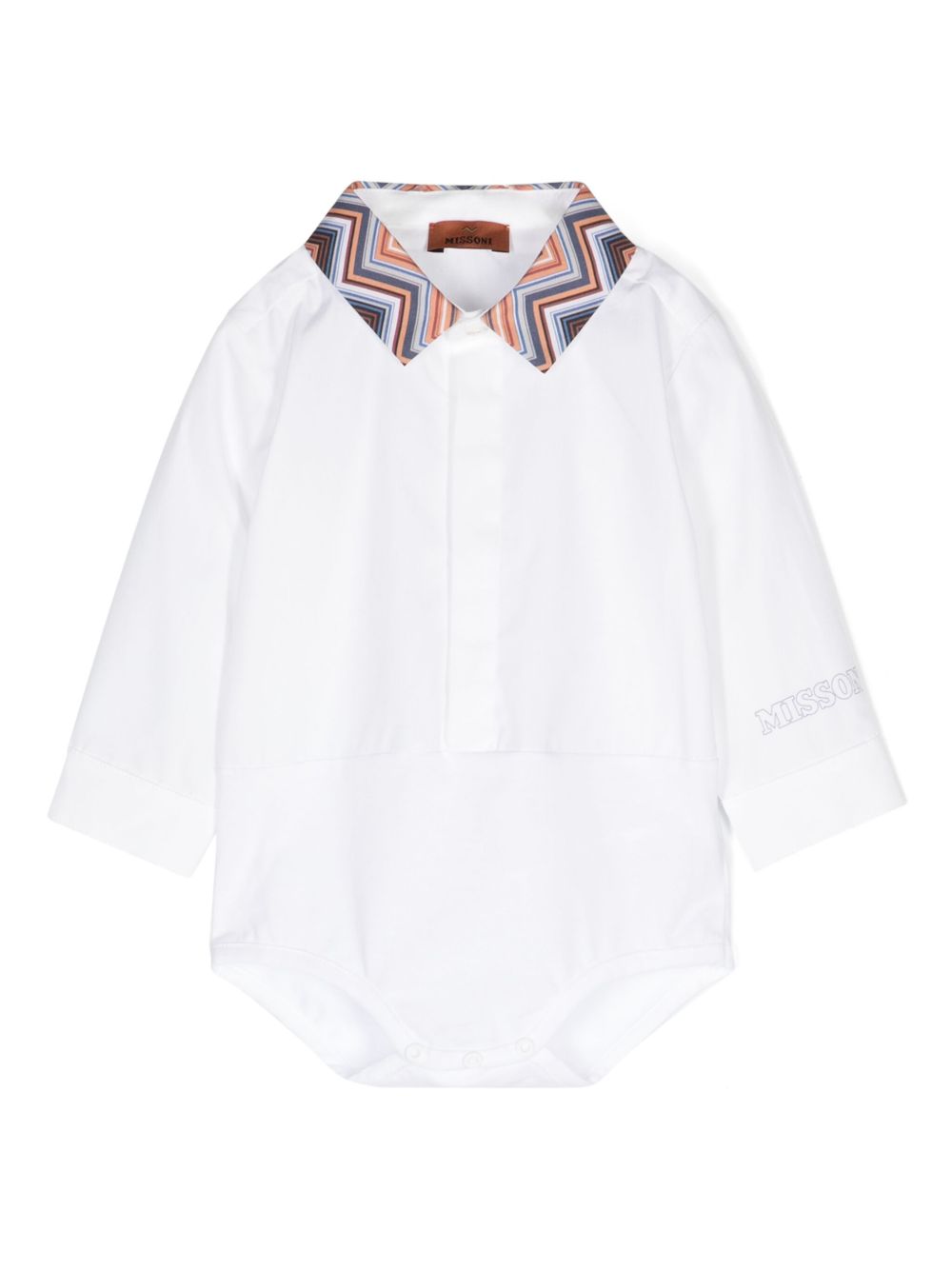 Missoni Kids logo印花棉连体衣 - 白色