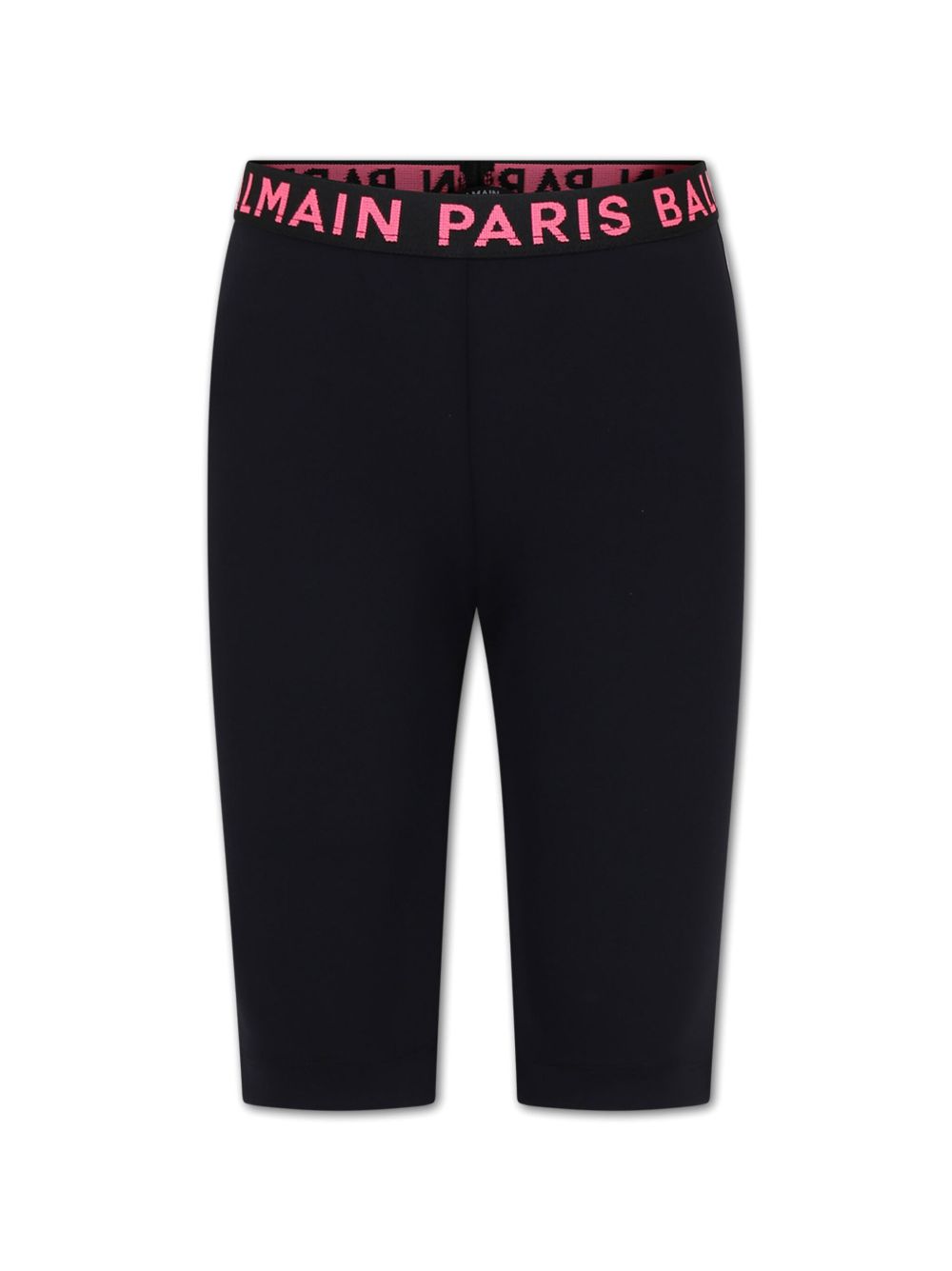 Balmain Kids logo裤腰平纹针织打底裤 - 黑色