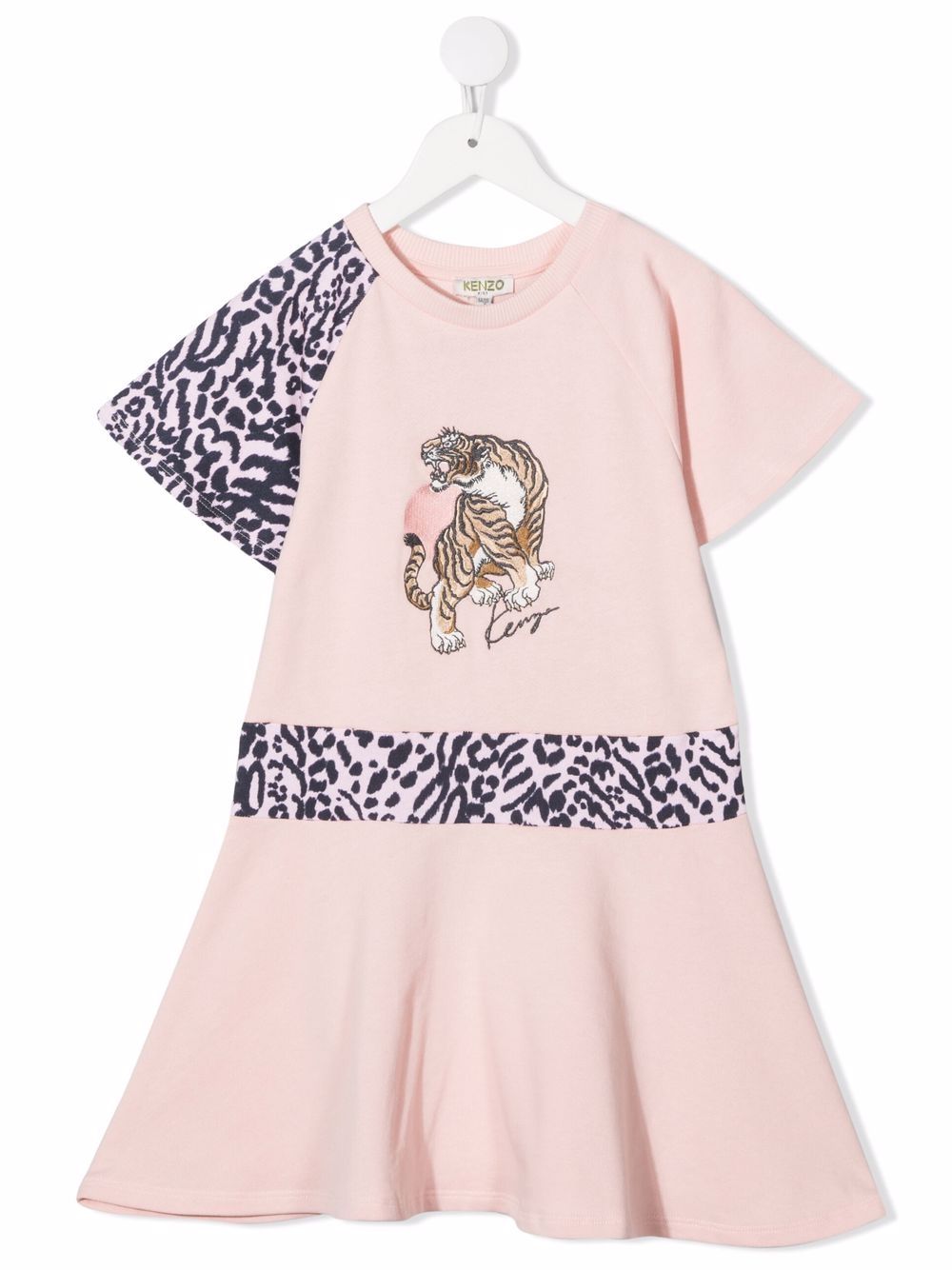Kenzo Kids 动物印花抓绒连衣裙 - 粉色