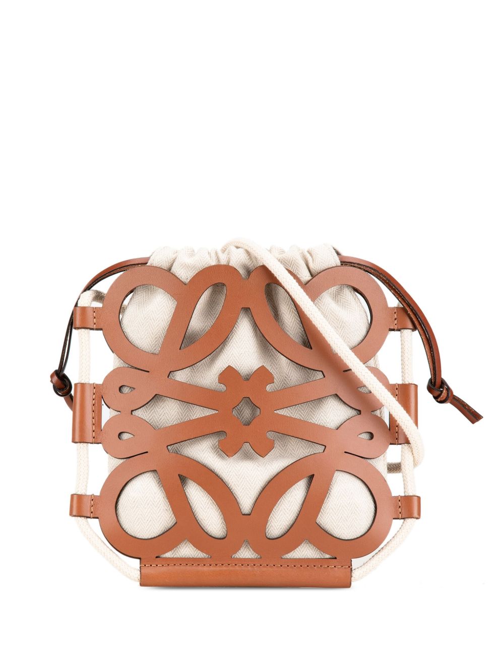Loewe Pre-Owned Anagram Cut Out 小牛皮斜挎包（2010-2023年典藏款） - 褐色