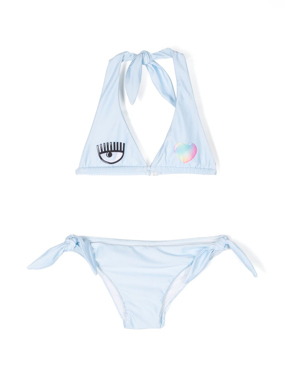 Chiara Ferragni Kids Eye Heart 比基尼套装 - 蓝色