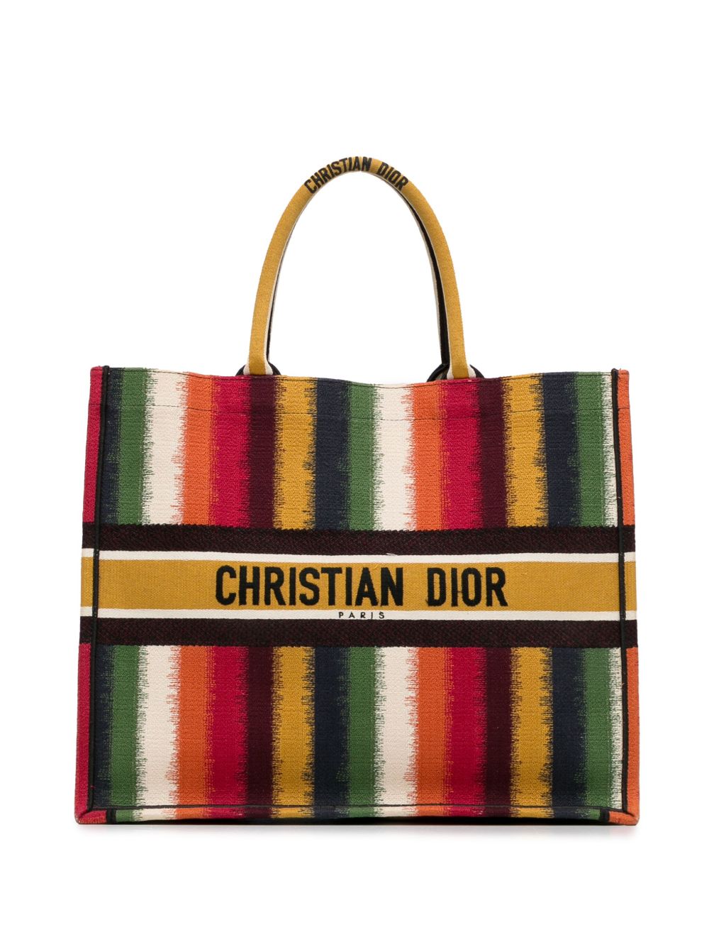 Christian Dior Pre-Owned Large Striped Book 手提包（2020年典藏款） - 黄色