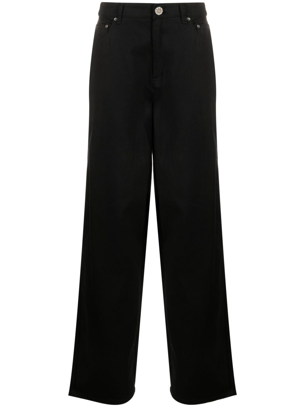 ROTATE BIRGER CHRISTENSEN logo缀饰阔腿牛仔裤 - 黑色