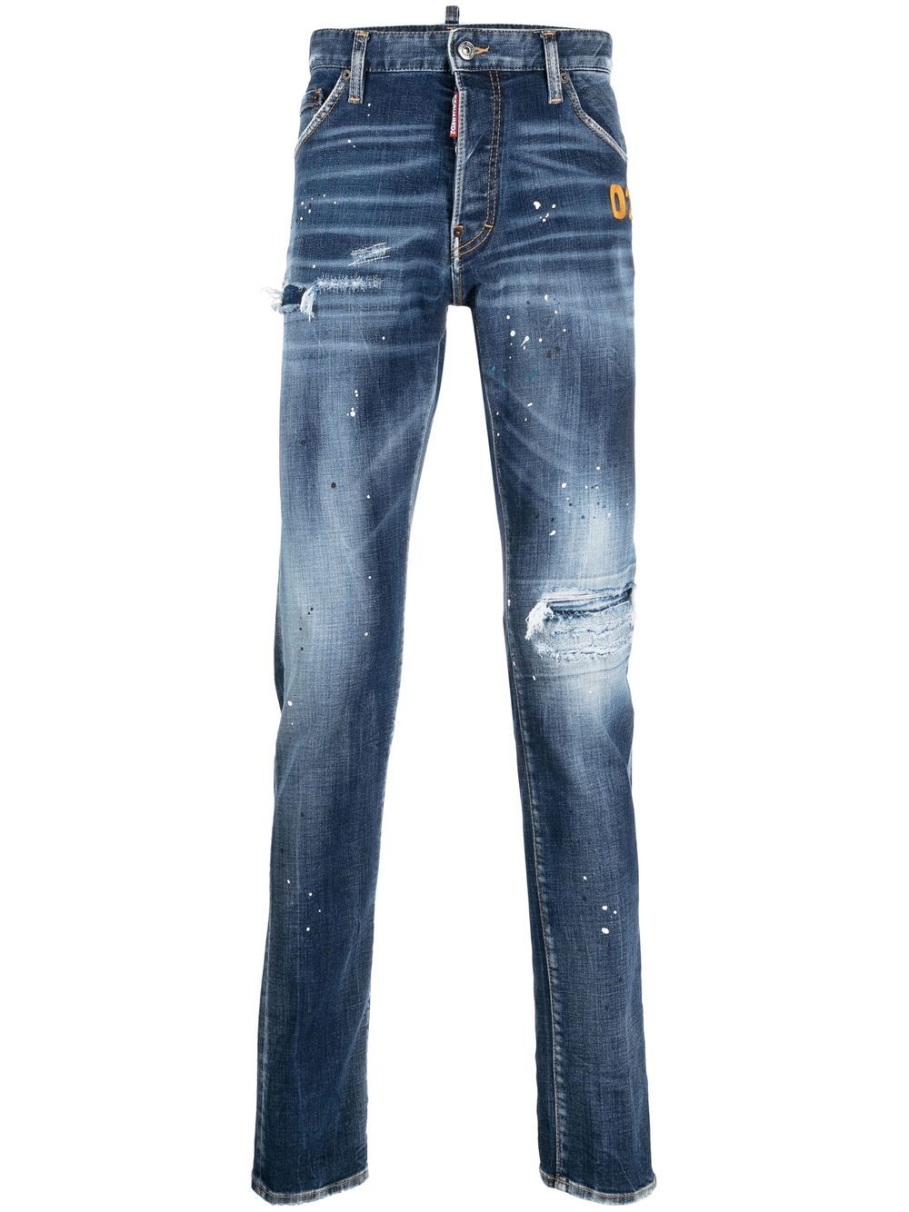 DSQUARED2 D2次方 仿旧修身牛仔裤 - 蓝色