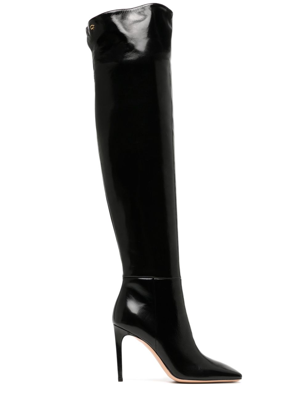 Gianvito Rossi Christina Cuissard 皮质高跟靴 - 黑色