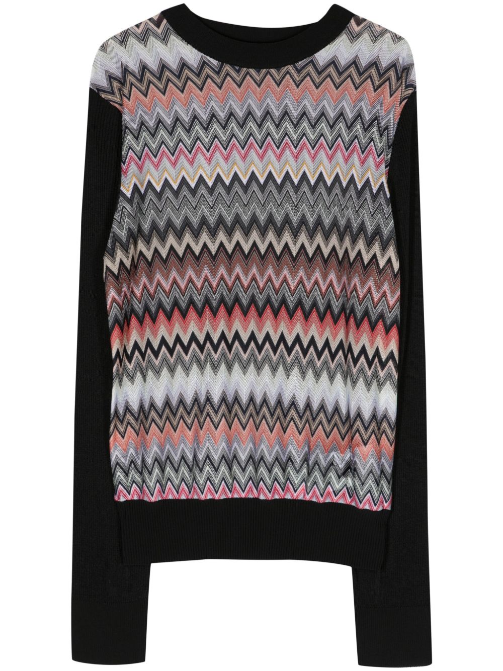 Missoni Z字形图案罗纹针织上衣 - 黑色