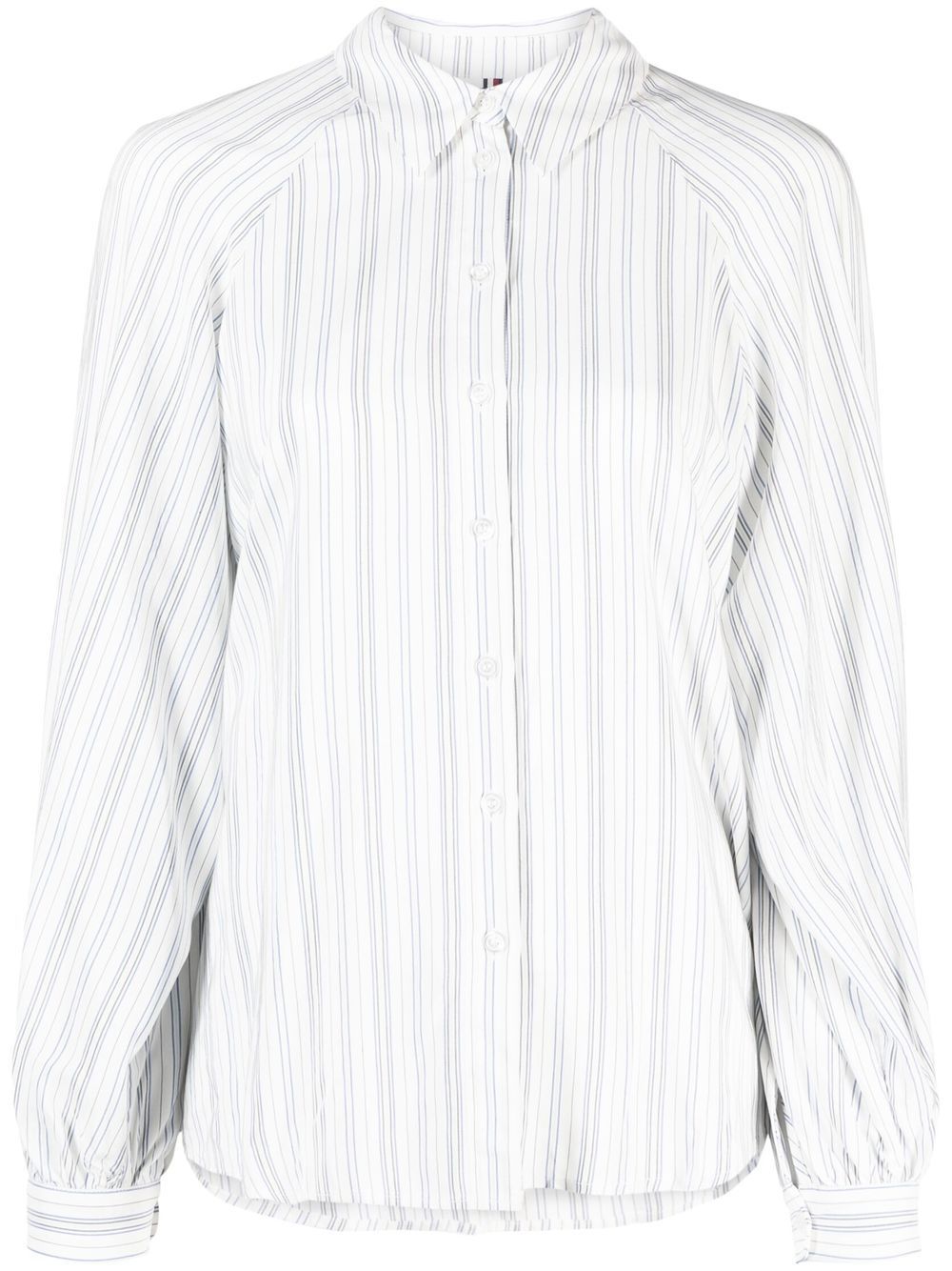 Tommy Hilfiger Viscose 条纹插肩式衣袖衬衫 - 白色