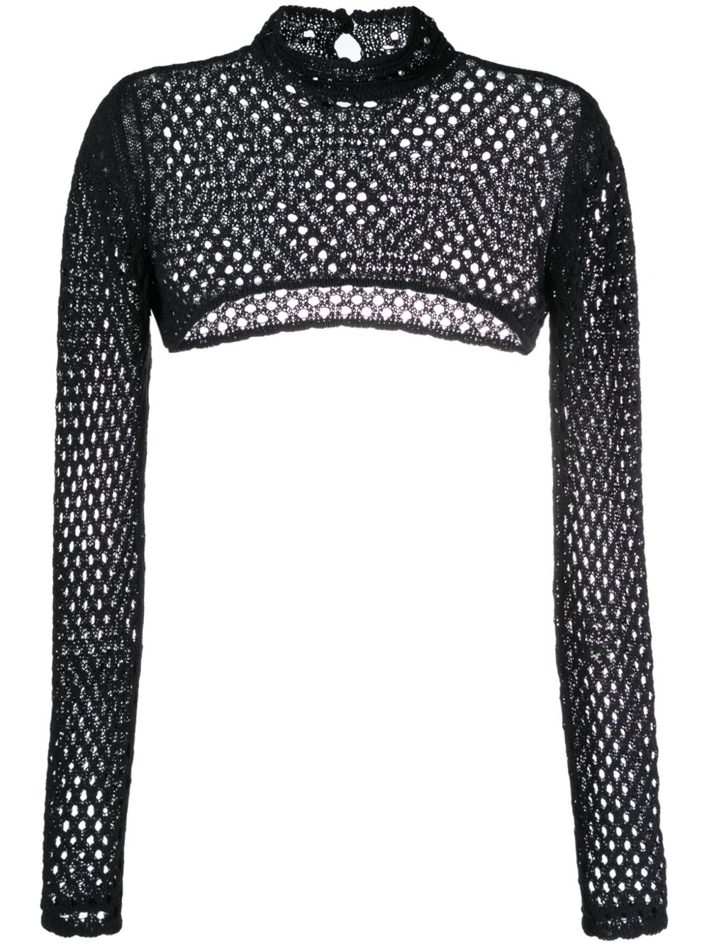 MOSCHINO JEANS 穿孔针织短款上衣 - 黑色