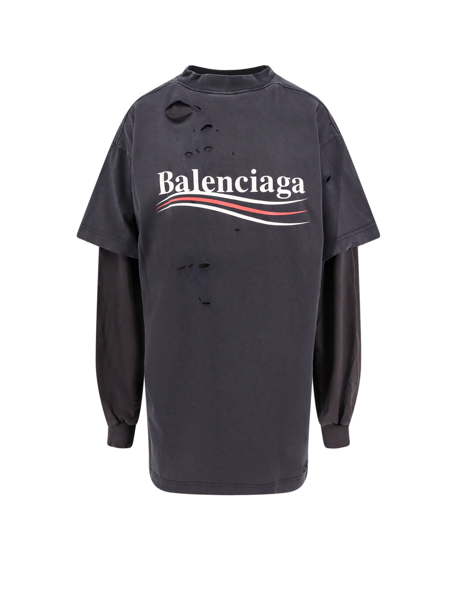Balenciaga双色棉叠层T恤