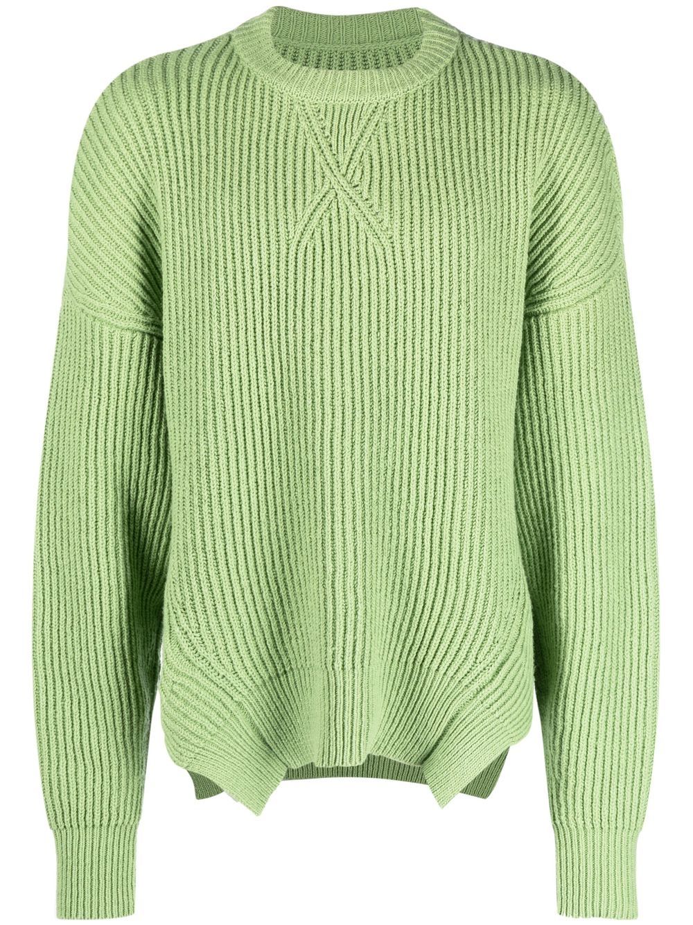 Jil Sander 罗纹针织羊毛棉毛衣 - 绿色