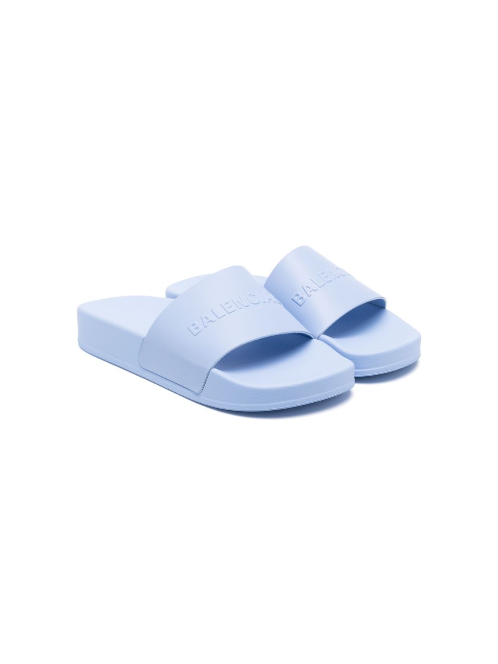 Balenciaga Kids logo压纹同色系设计拖鞋 - 蓝色