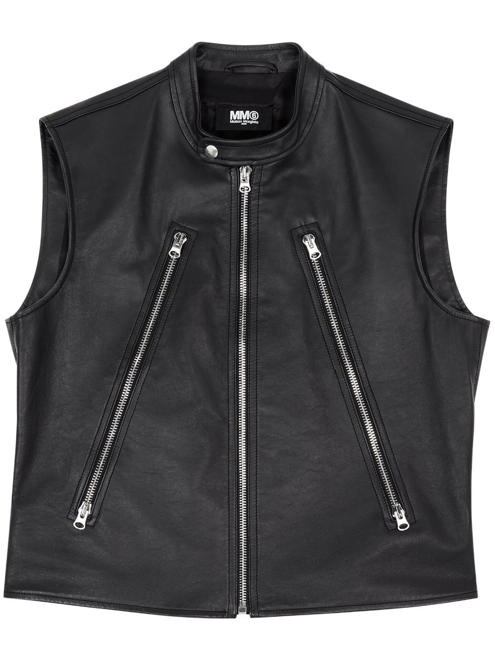 MM6 Maison Margiela 皮质机车马甲 - 黑色