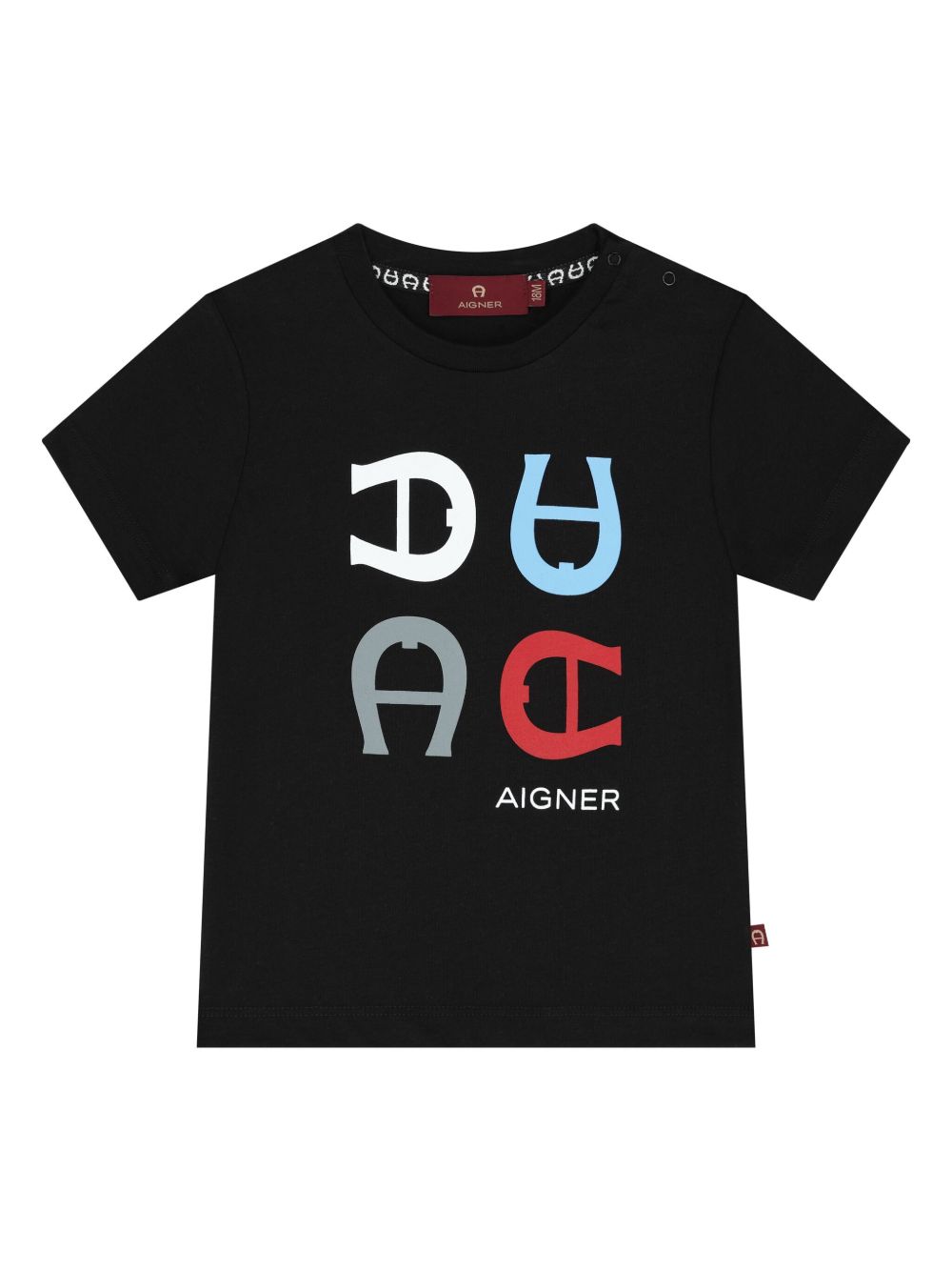 Aigner Kids logo印花T恤 - 黑色