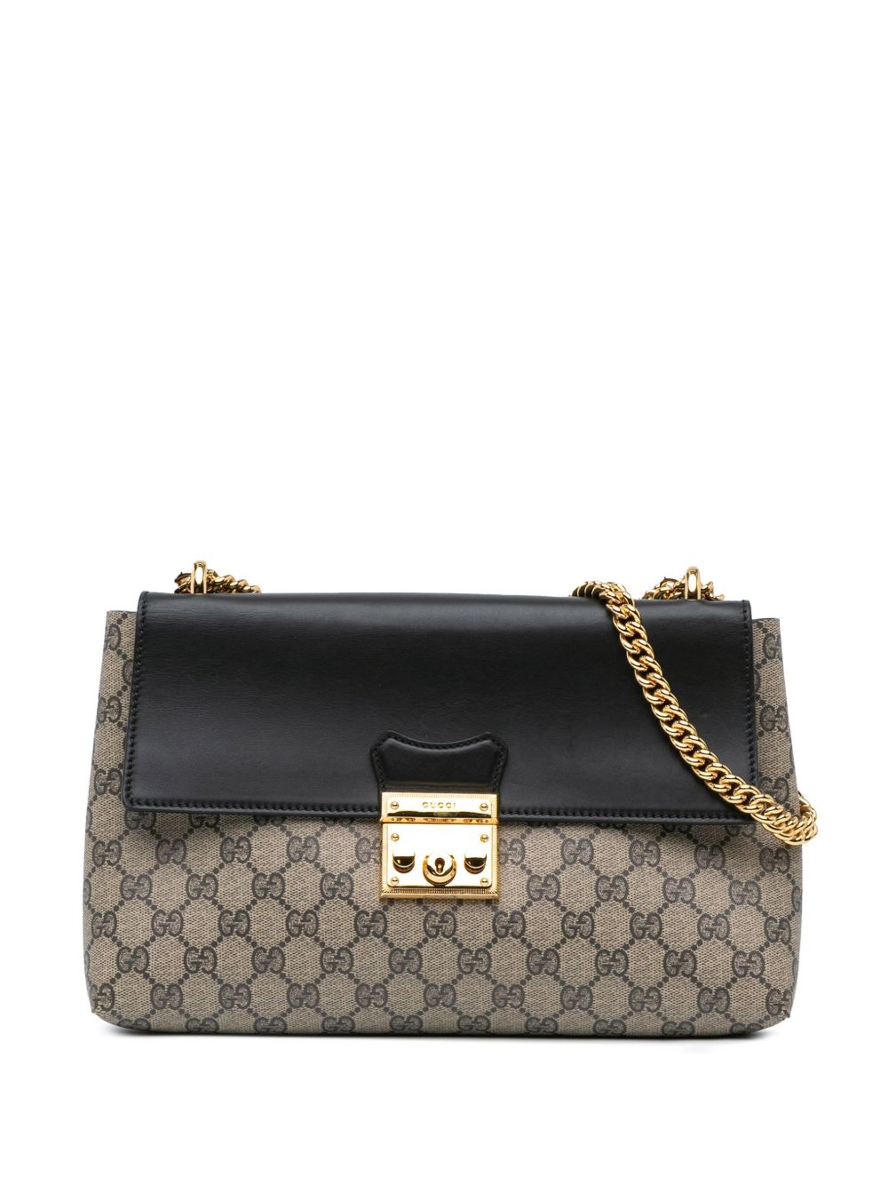 Gucci Pre-Owned GG Supreme Padlock 中号单肩包（2016-2024年典藏款） - 褐色