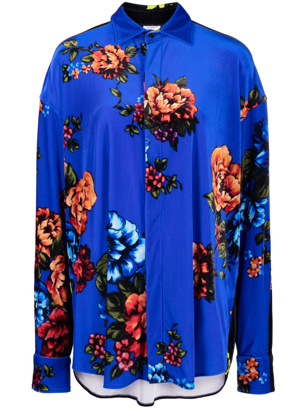 VETEMENTS 花卉印花长尖领衬衫 - 蓝色
