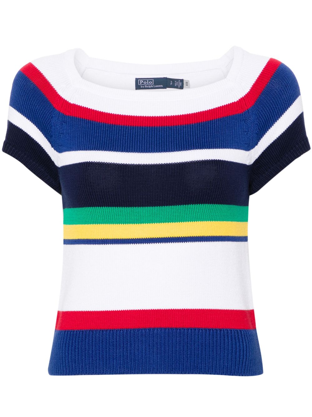 Polo Ralph Lauren 条纹罗纹针织上衣 - 白色