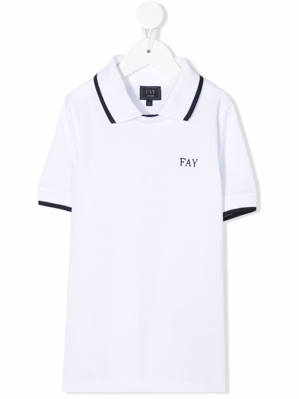 Fay Kids logo刺绣短袖polo衫 - 白色