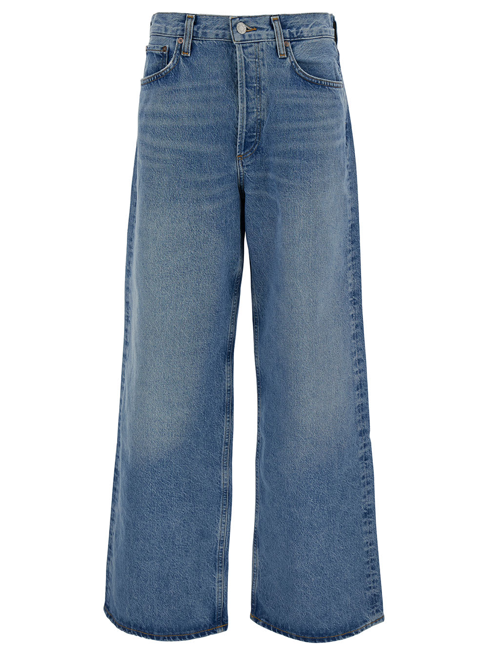 AGOLDE Light Blue Wide Jeans In Cotton Blend Denim Woman