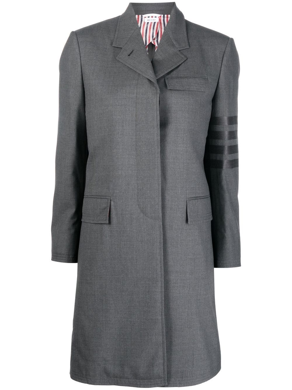 Thom Browne 四条纹羊毛外套 - 灰色