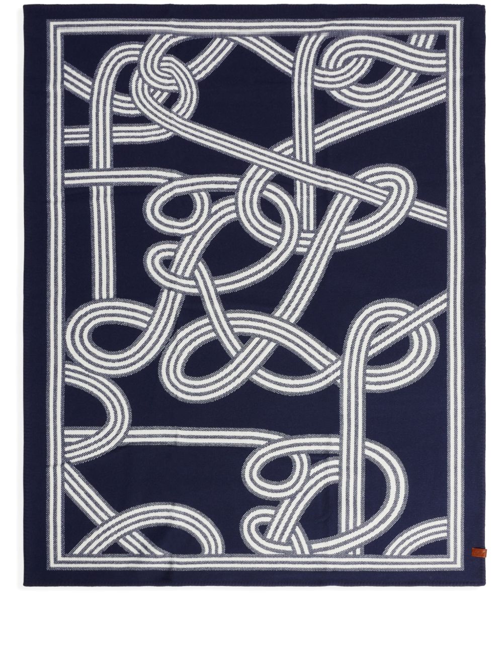 Ralph Lauren Home logo图案针织毯 - 蓝色