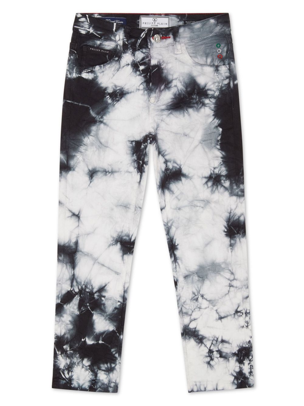 Philipp Plein Junior 扎染印花棉质混纺牛仔裤 - 蓝色