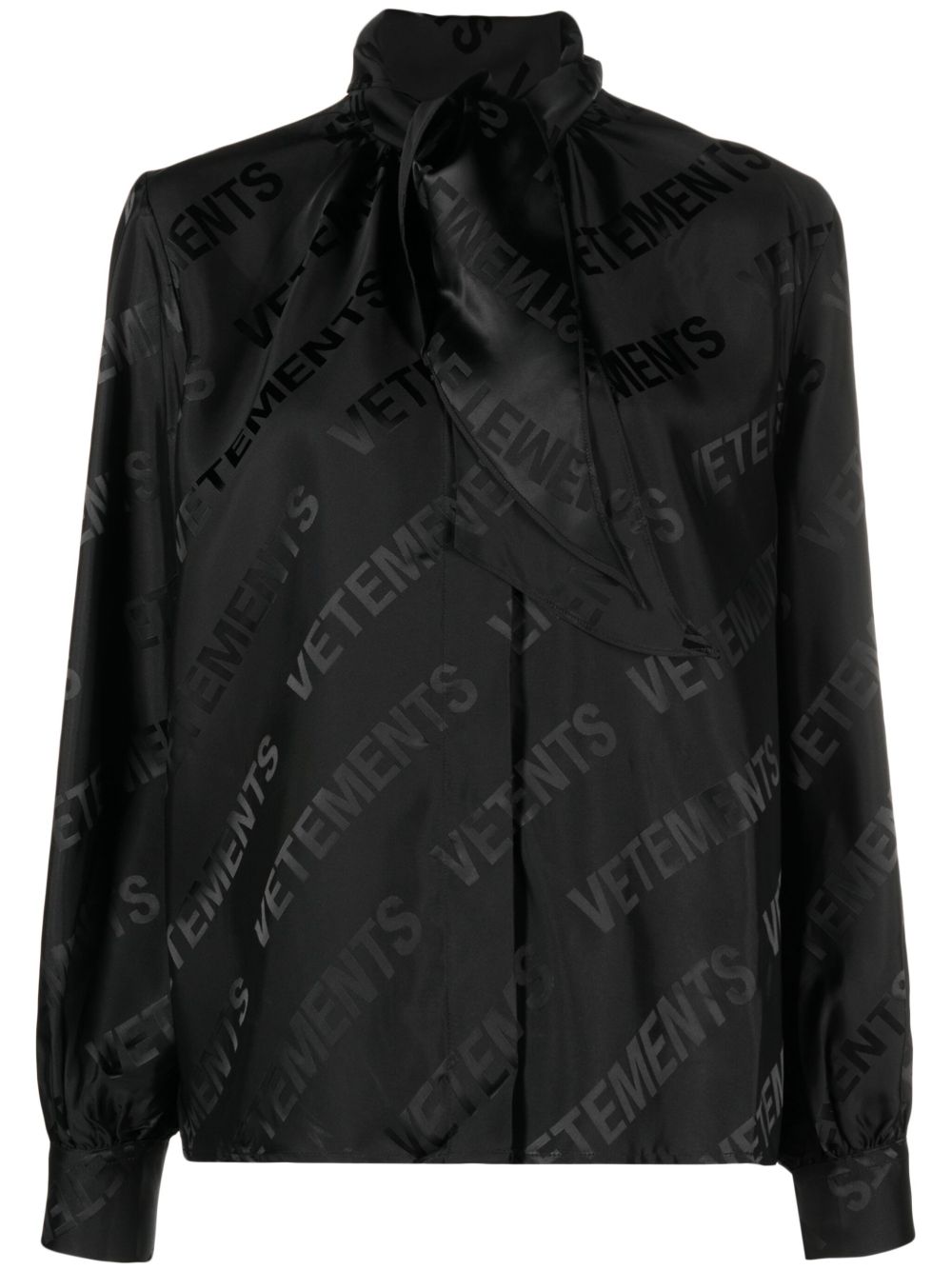 VETEMENTS logo提花排扣衬衫 - 黑色
