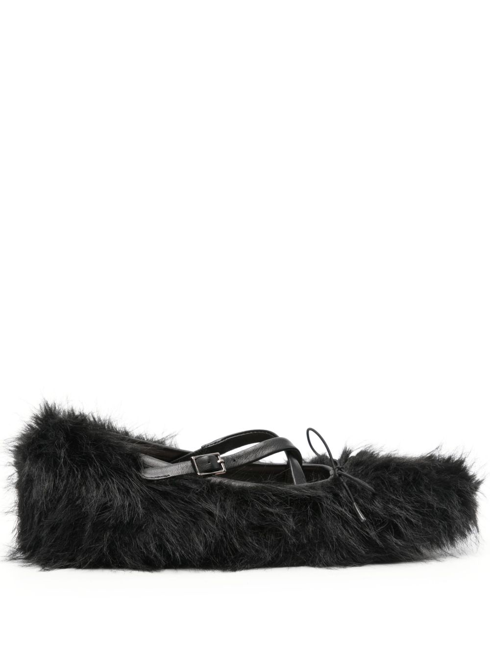 Simone Rocha 人造皮草芭蕾平底鞋 - 黑色