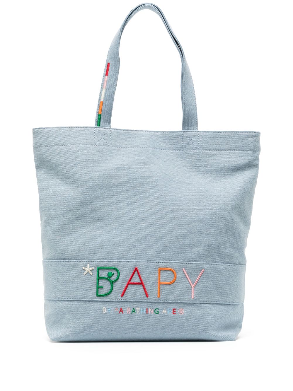 BAPY BY *A BATHING APE® logo刺绣牛仔托特包 - 蓝色