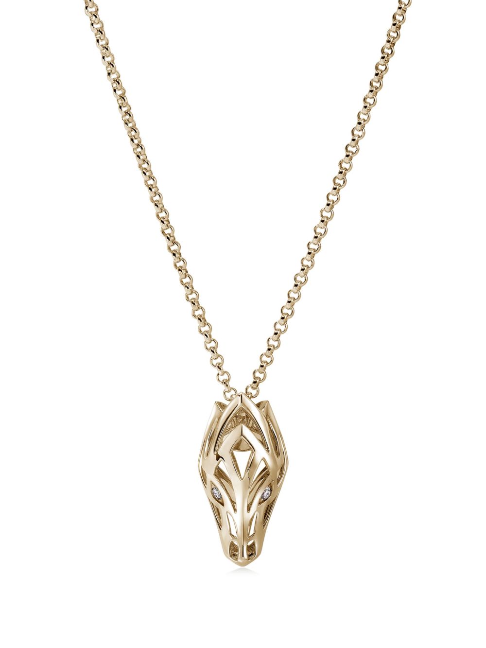 John Hardy 14K黄金 Naga Pendant 白色钻石项链 - 金色