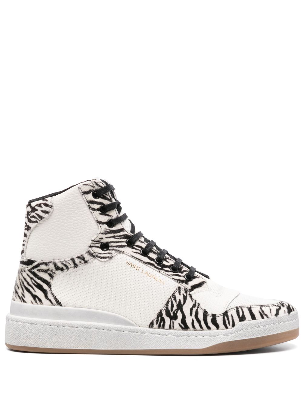 Saint Laurent 斑马纹高帮运动鞋 - 白色