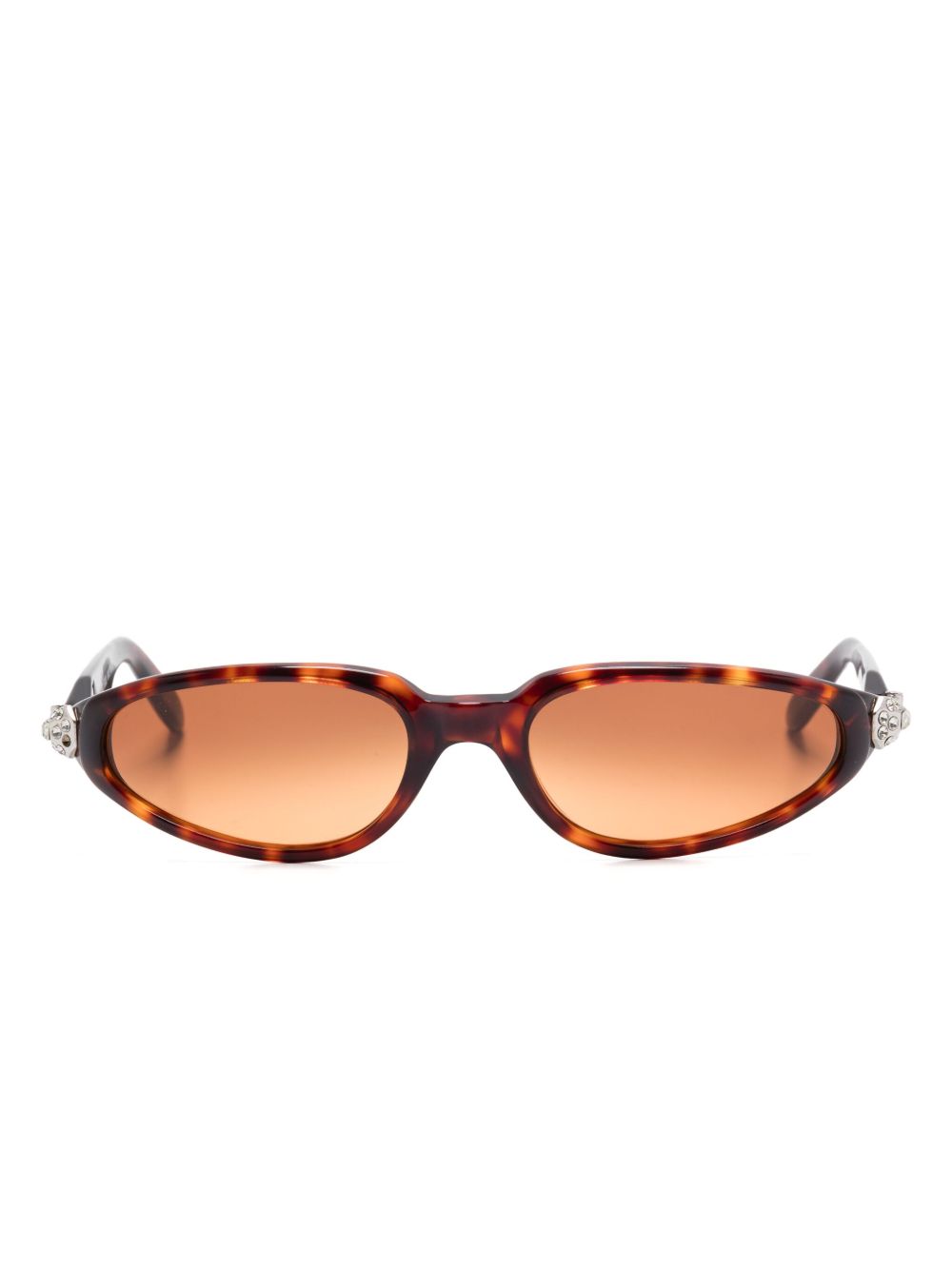 Gianfranco Ferré Pre-Owned 椭圆形框太阳眼镜（典藏款） - 褐色