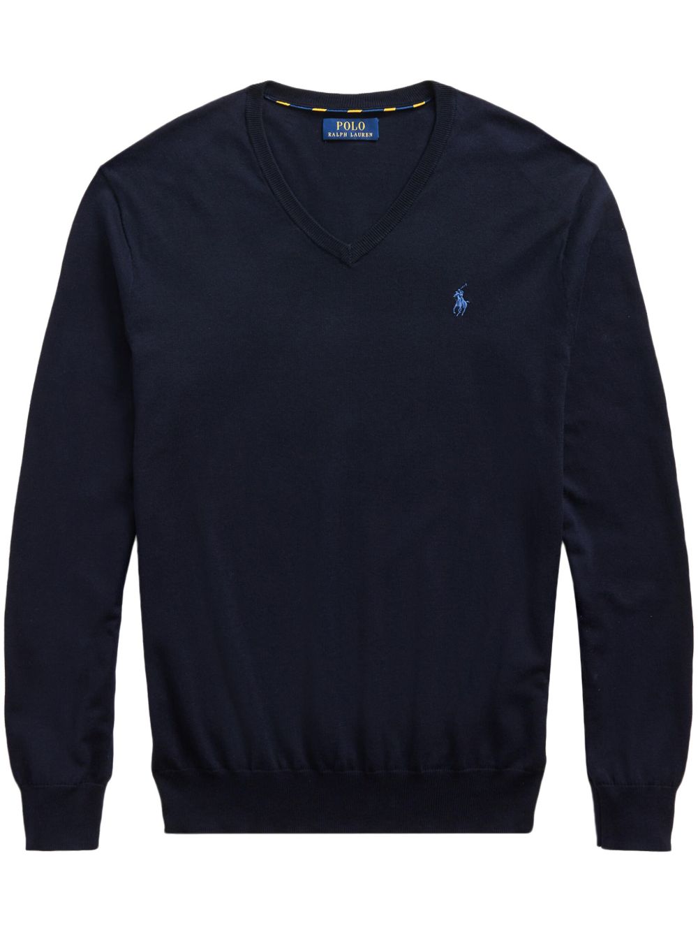 Polo Ralph Lauren logo刺绣V领毛衣 - 蓝色