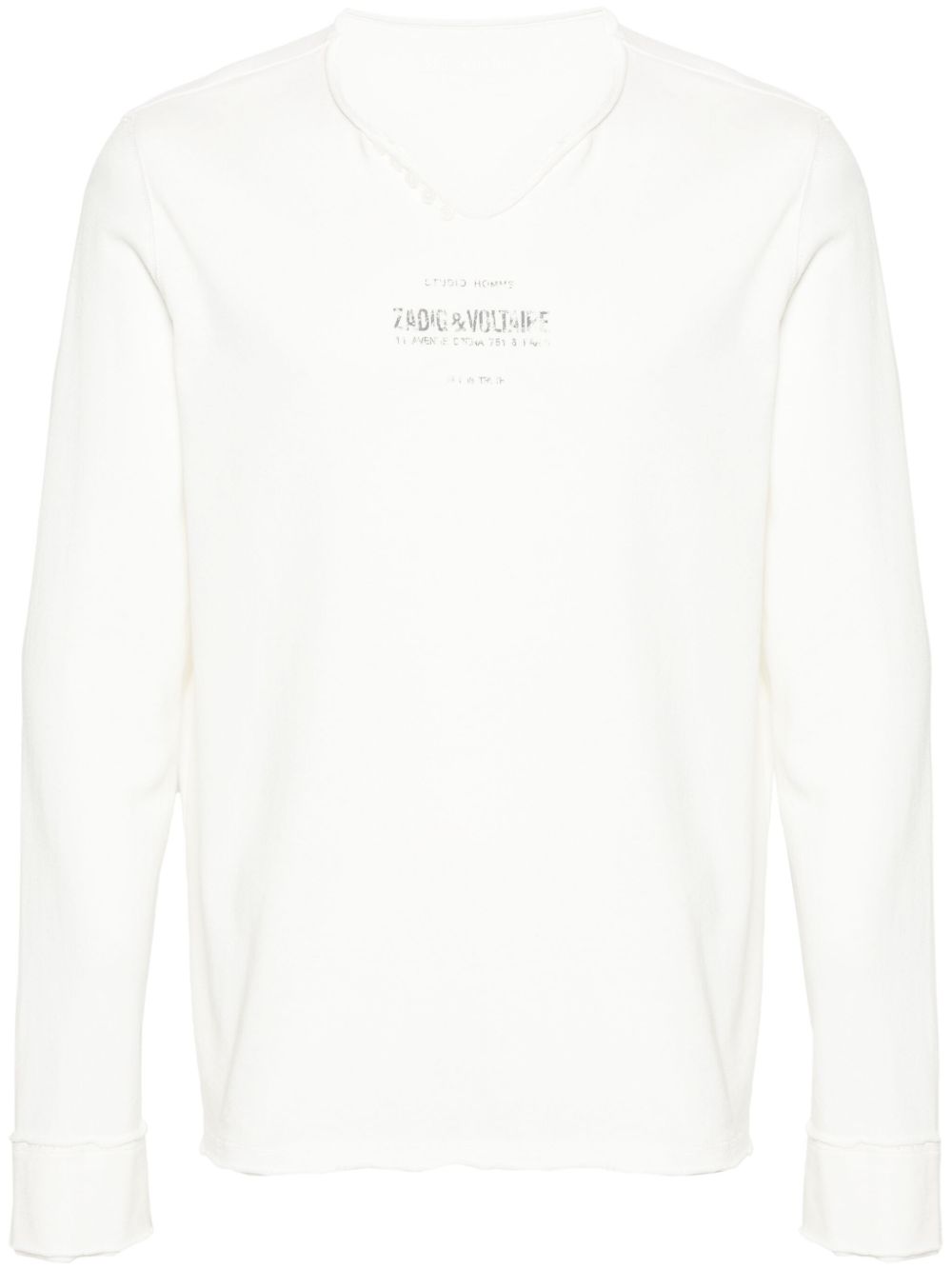 Zadig&Voltaire logo印花毛边T恤 - 白色