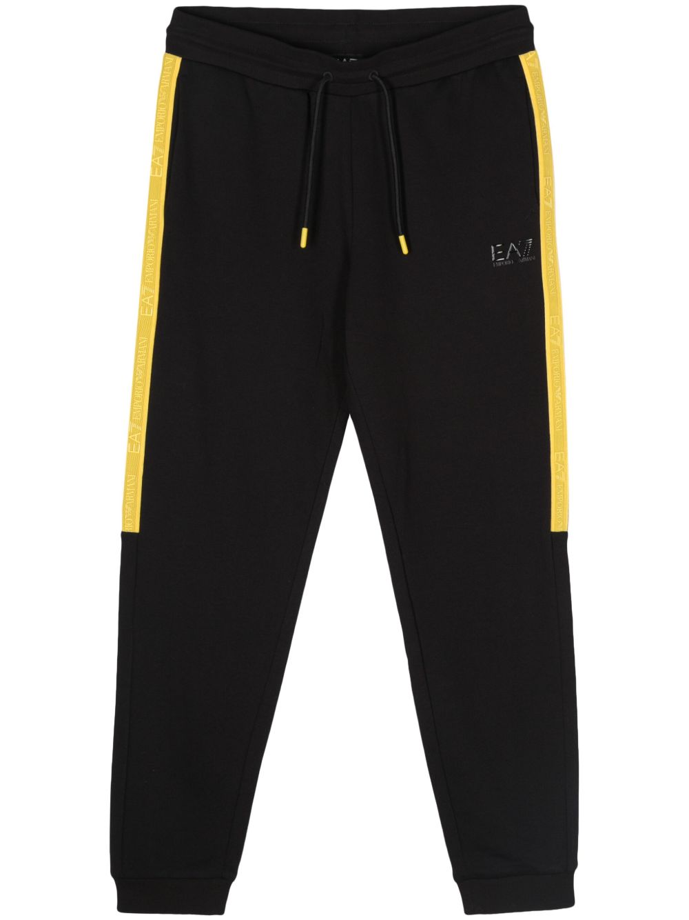 Ea7 Emporio Armani logo凸纹运动裤 - 黑色