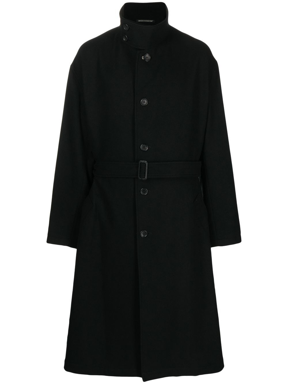 Yohji Yamamoto 束腰单排扣外套 - 黑色