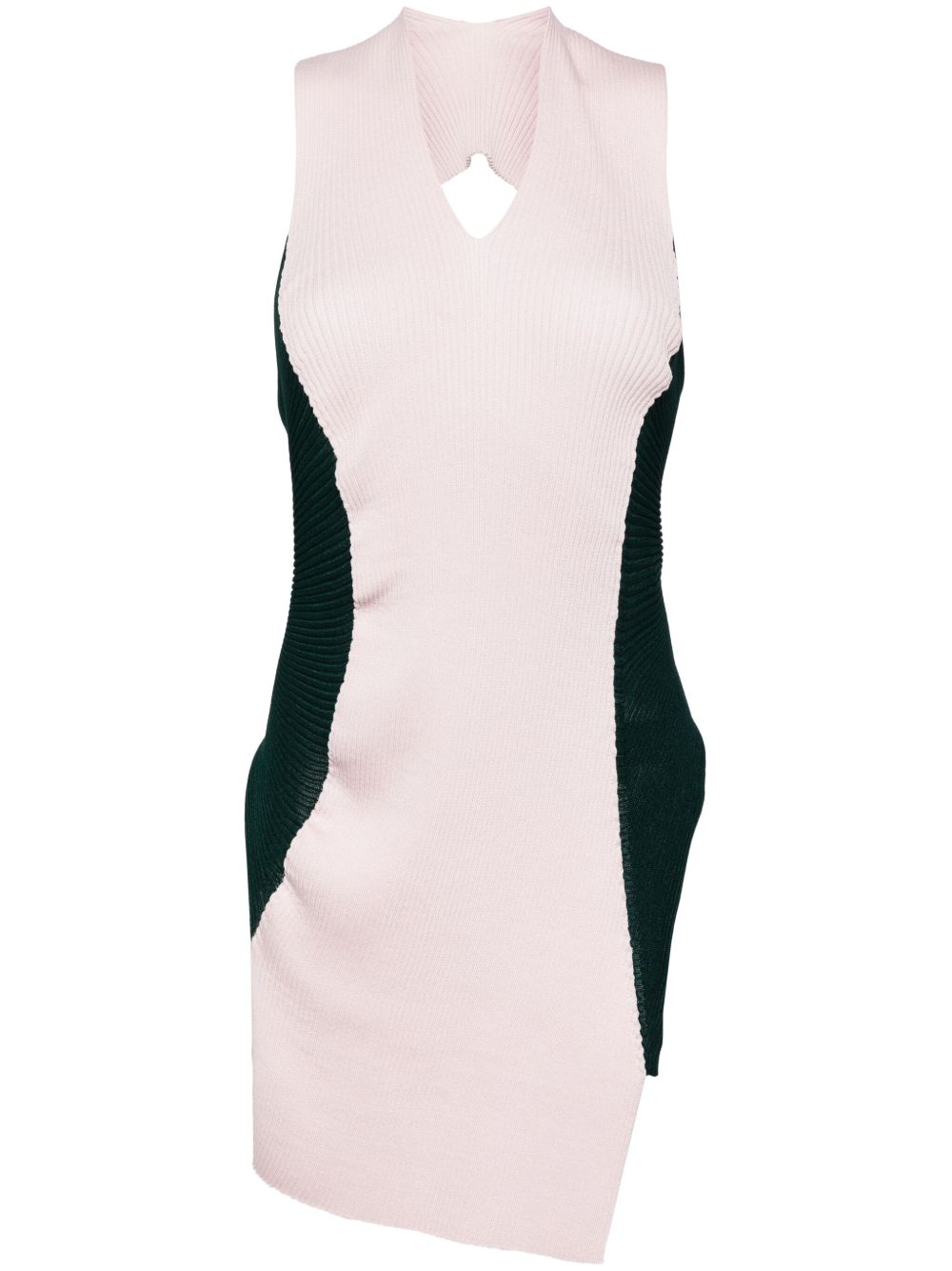 Issey Miyake asymmetric ribbed-knit top - 粉色
