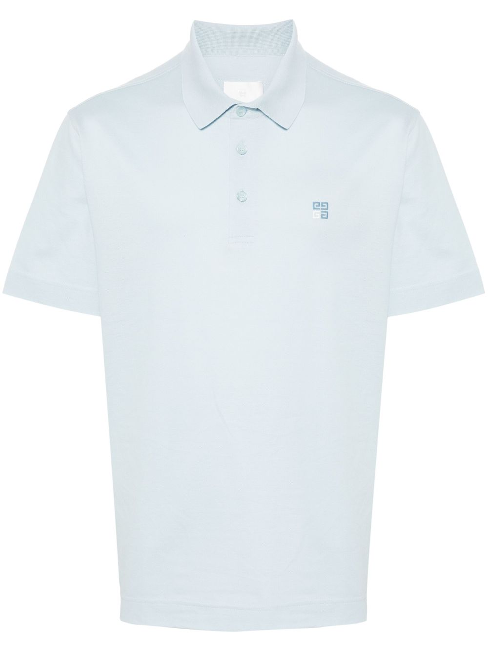 Givenchy logo刺绣棉polo衫 - 蓝色