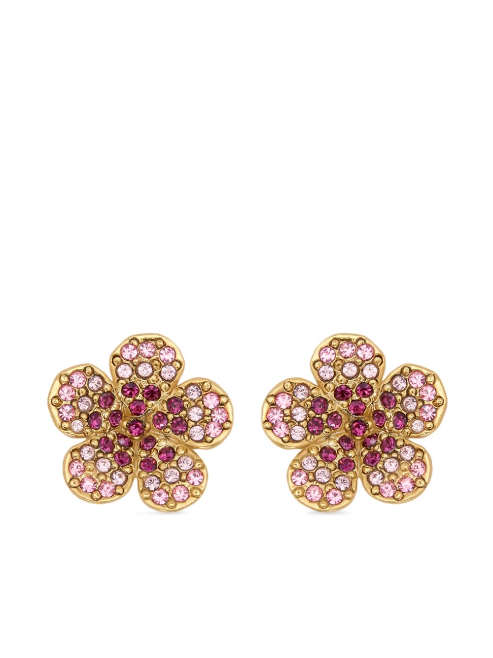 Oscar de la Renta Crystal Flower 耳钉 - 金色