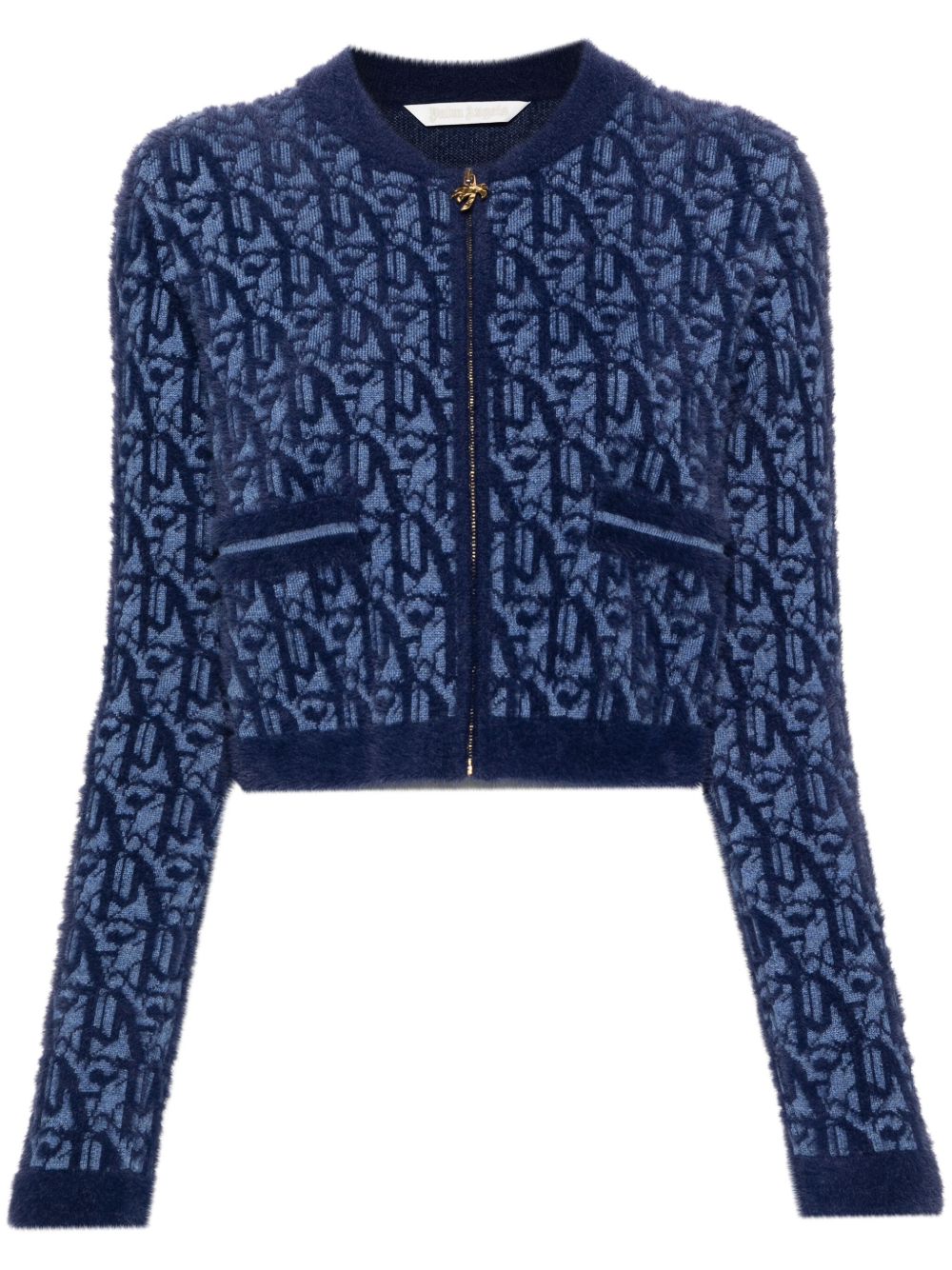 Palm Angels 经典logo提花拉链开衫 - 蓝色