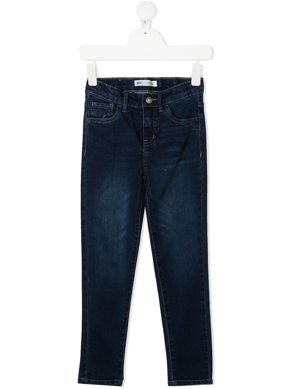 Levi's Kids 褪色效果修身牛仔裤 - 蓝色